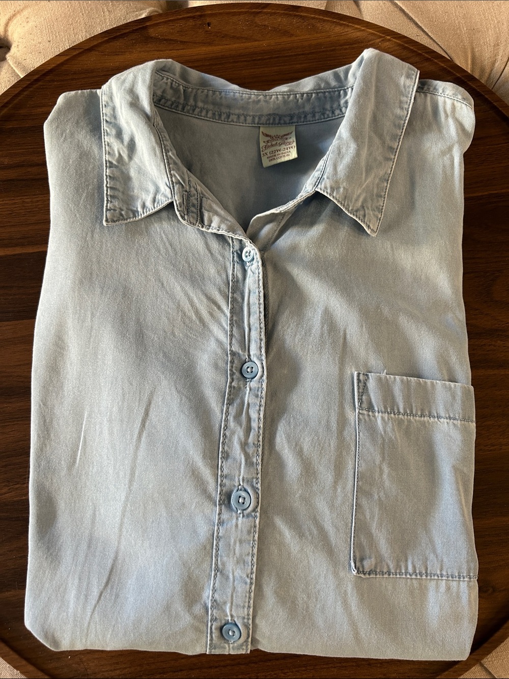 Faded Glory Light Blue Sleeveless Button-Down Shirt